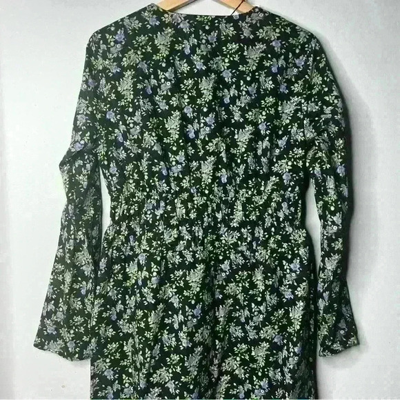 Zara Textured Weave Floral Mini Black Cottagecore Dress Medium - Picture 6 of 7